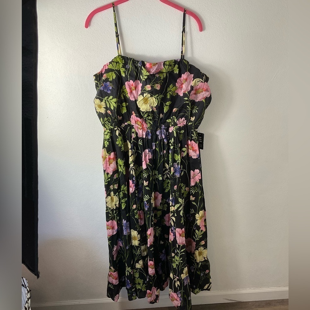 Express Floral Empire Waist Crinkle Midi Dress Sz XL - Picture 3 of 7